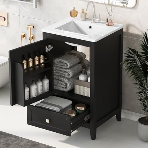 Black With Door Shelf