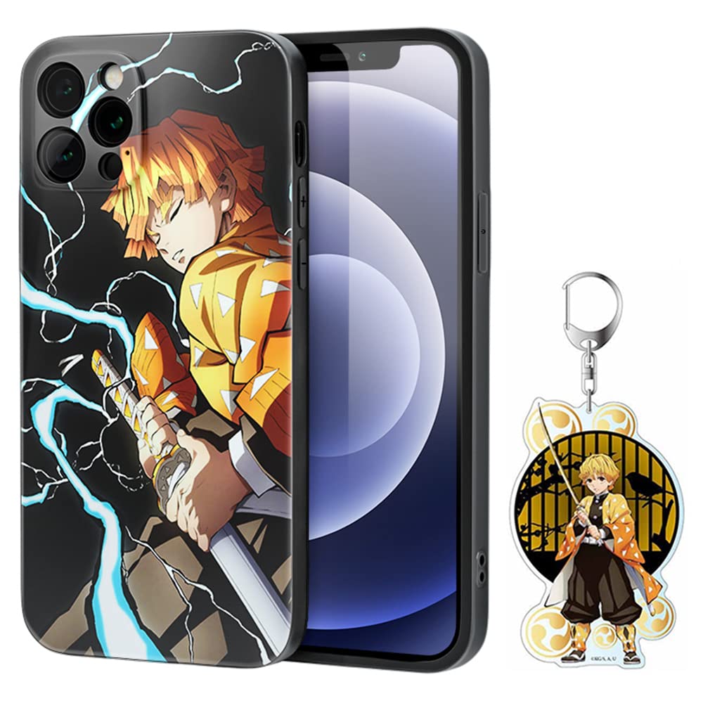 Zenitsu Anime Phone Case for iPhone 13 Pro - Premium Protective Cover with Free Keychain | Cute Demon Slayer Accessory for Anime Fans | Perfect Gift for Otaku & Cosplay Enthusiasts