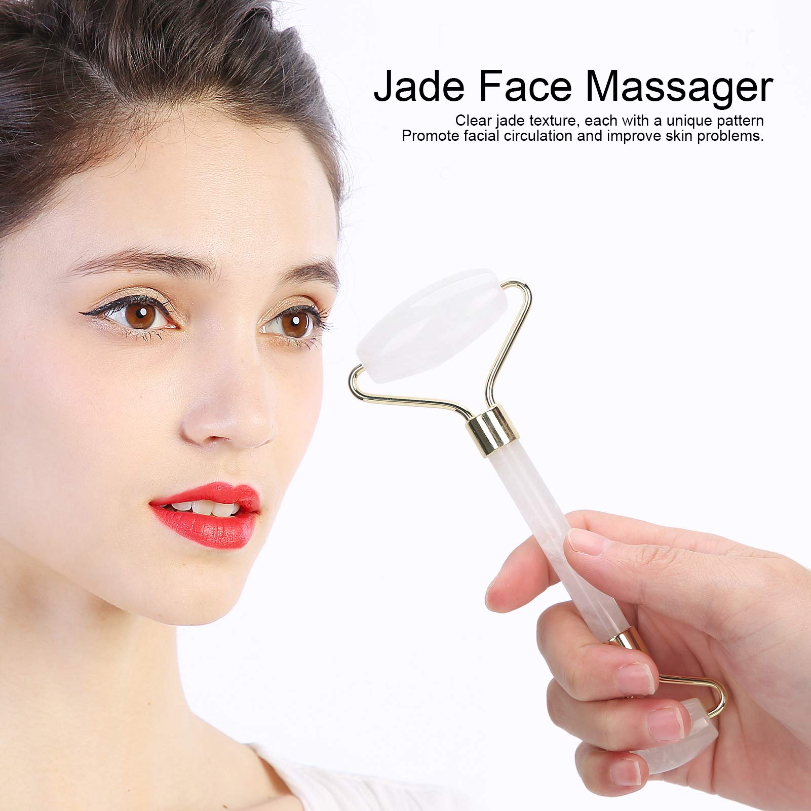Natural Jade Facial Roller & Massager - Skin Care Tool for Face, Neck, Back & Body - Deep Cleansing & Anti-Aging Benefits - White Crystal Stone (Perfect for Home Spa, Relaxation & Skincare Routine)