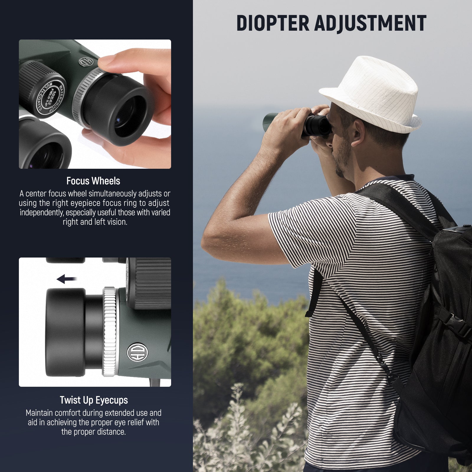 NEEWER LS T21 10X42 ED Binoculars for Adults - High Power Waterproof Binoculars for Bird Watching, Hunting, Travel & Outdoor Adventures
