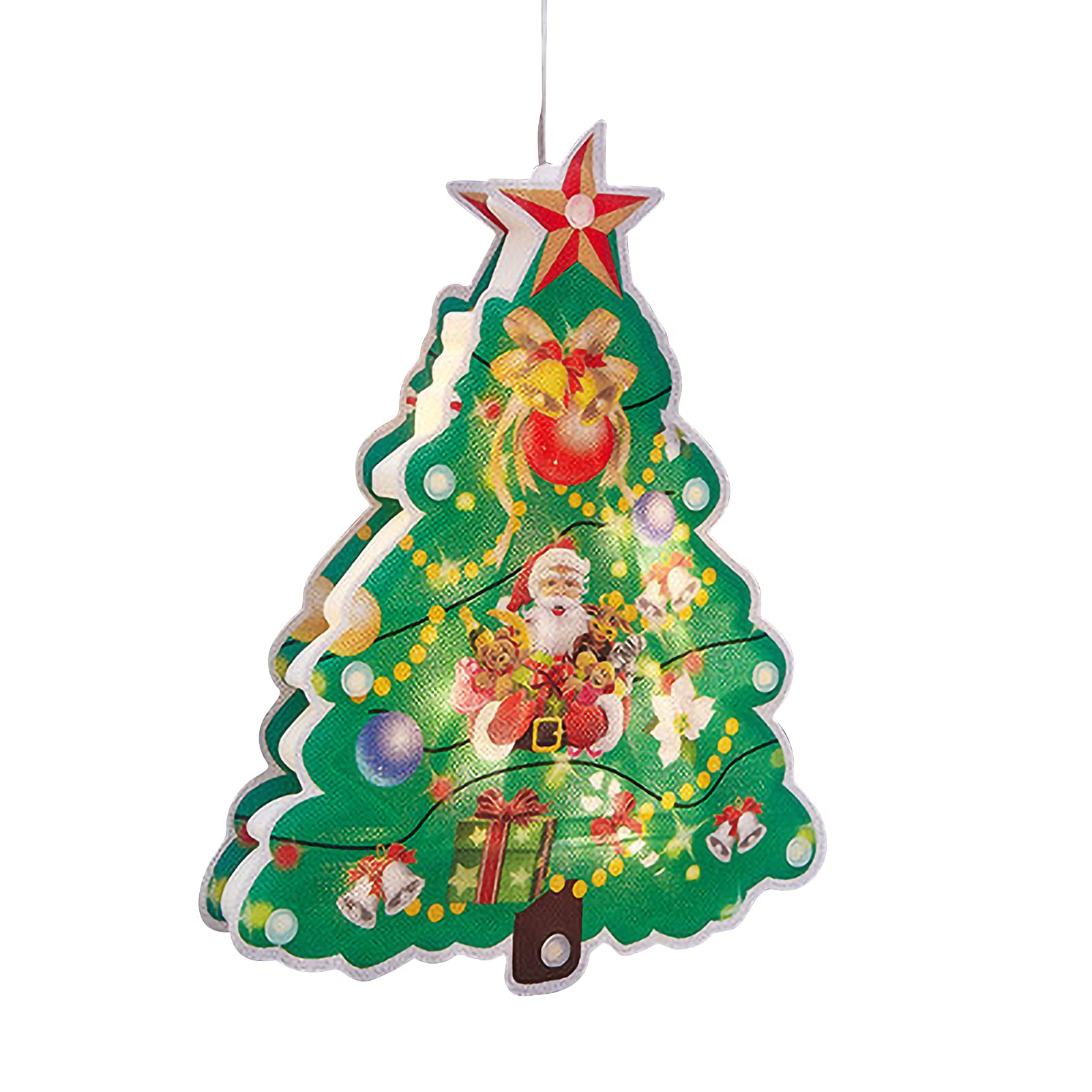 Battery Powered LED Christmas Window Lights with Suction Cup - Elk & Snowmen Xmas Tree Shaped Hanging Lights for Holiday Party Decorations | Indoor/Outdoor Christmas Decor, Home & Office Festive Lighting