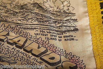 Vintage 1940s Hawaiian Islands Souvenir Scarf - Authentic Silk Handkerchief with Tropical Floral Print | Perfect for Luau Parties, Retro Fashion & Hawaiian-Themed Collections