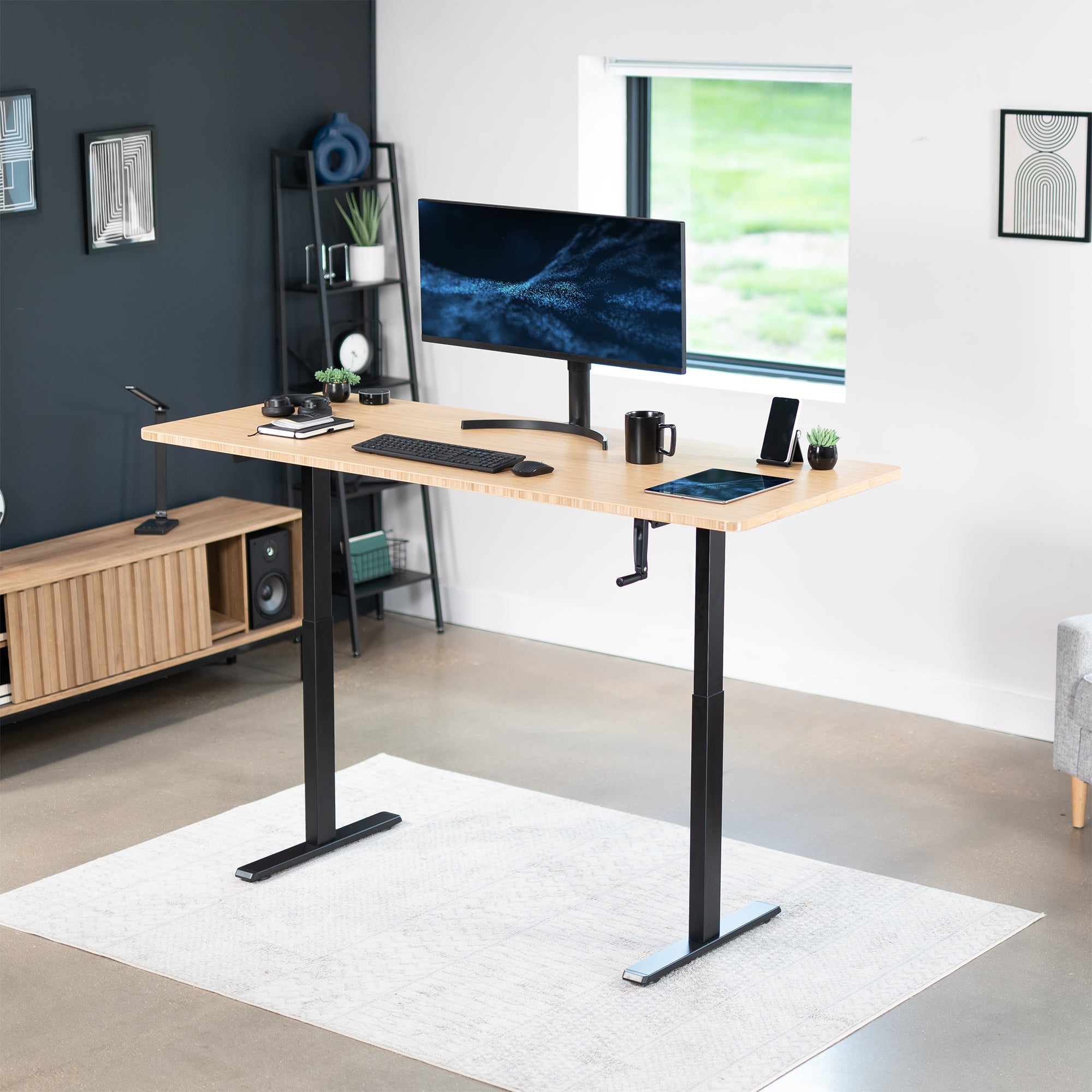 Electric Standing Desk Frame with Crank Handle - Adjustable Height for Home & Office Workspace - Perfect for Ergonomic Workstations and Study Desks