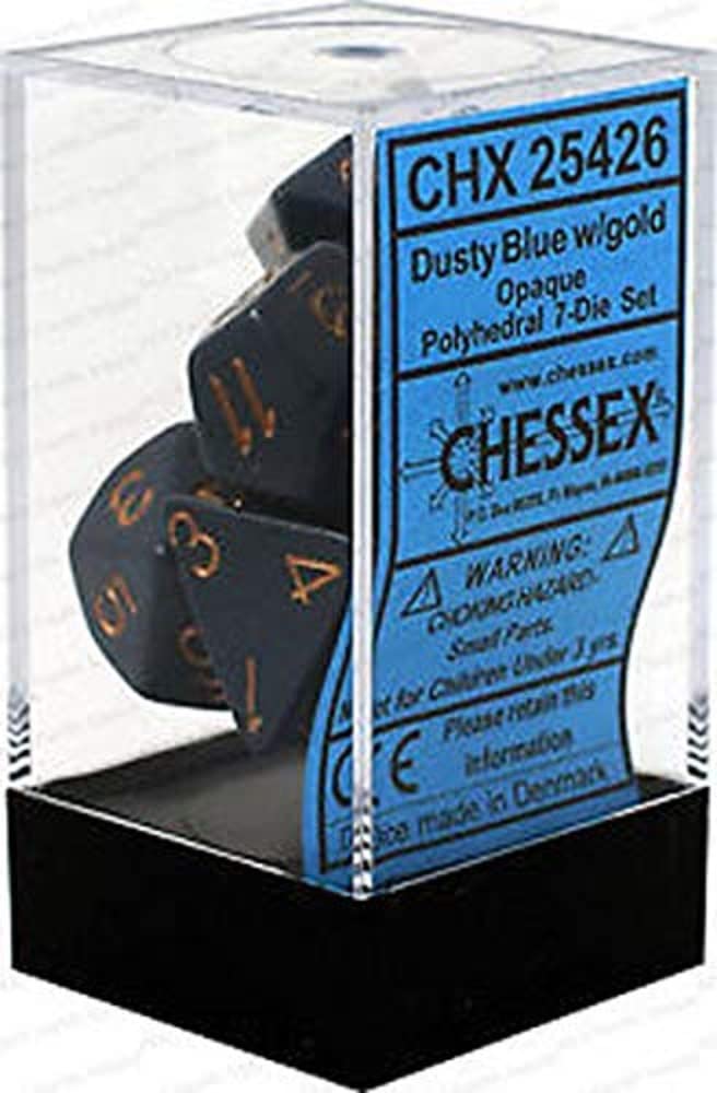 Chessex CHX25426 Opaque Dice Set - Dusty Blue & Copper for D&D, RPG, Board Games & Collectors