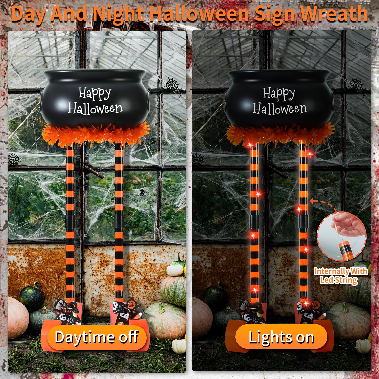 32IN Halloween Candy Bowl with Timer - Large Witches Cauldron Pot for Trick or Treat - Candy Display Rack for Halloween Party Decorations - Perfect for Home, School & Neighborhood Halloween Celebrations