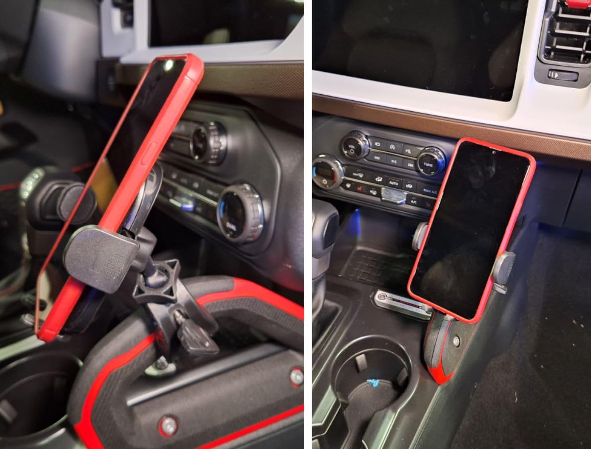 15W Qi Fast Wireless Charger & Phone Mount for Ford Bronco (2021-2025) | Center Console Car Accessory | Perfect for Road Trips & Daily Commutes