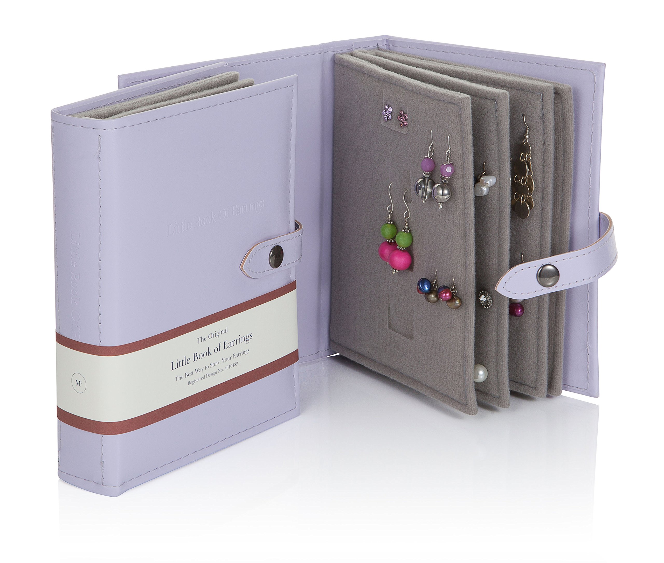 Large Size Little Book of Earrings - Jewelry Organizer for Studs, Hoops & Dangle Earrings - Perfect Travel & Home Storage (Lilac Purple)
