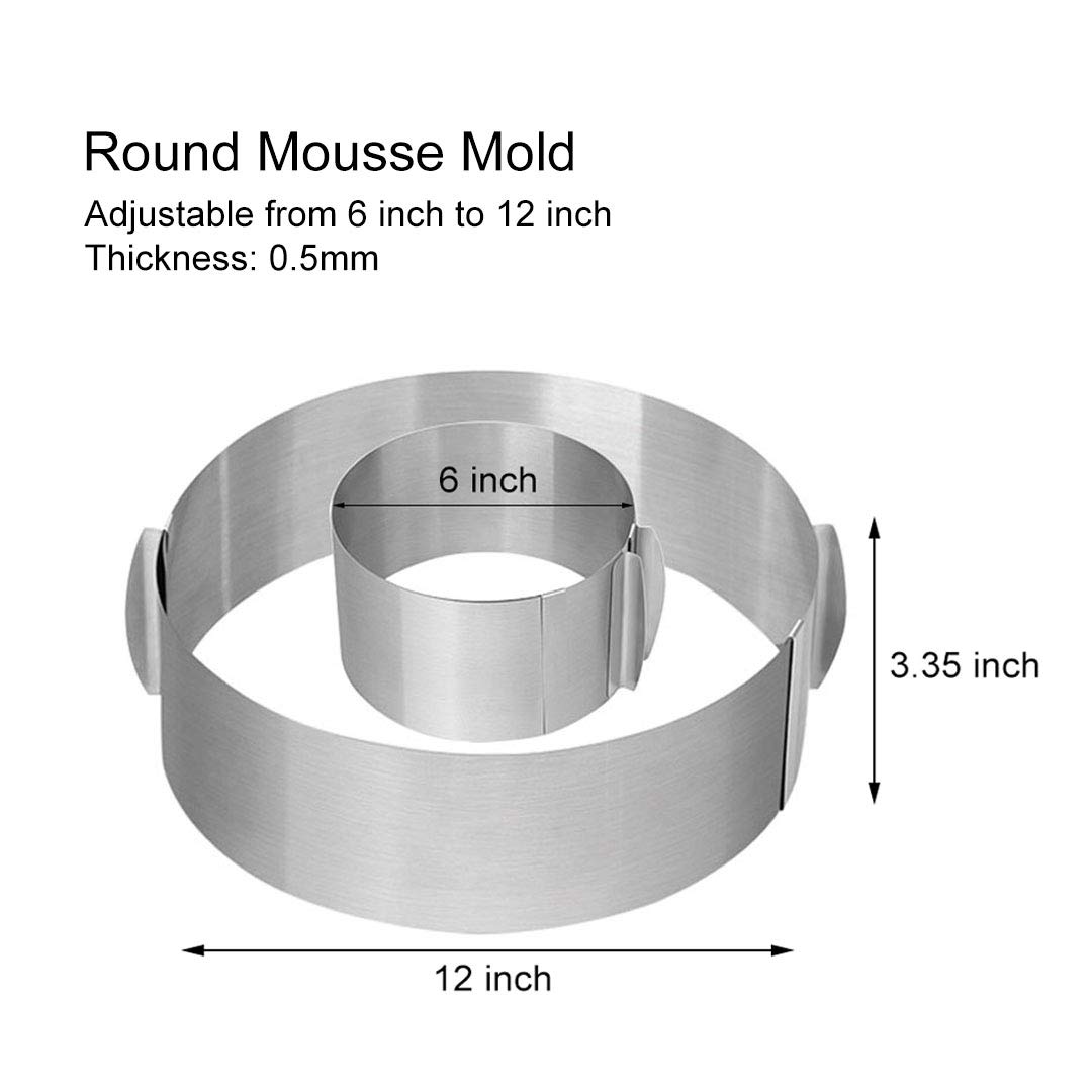 6-12 Inch Adjustable Stainless Steel Cake Ring Mold - Round Baking Mousse Mould for Professional Pastry Chefs & Home Bakers | Perfect for Wedding Cakes, Birthday Desserts & DIY Baking Projects