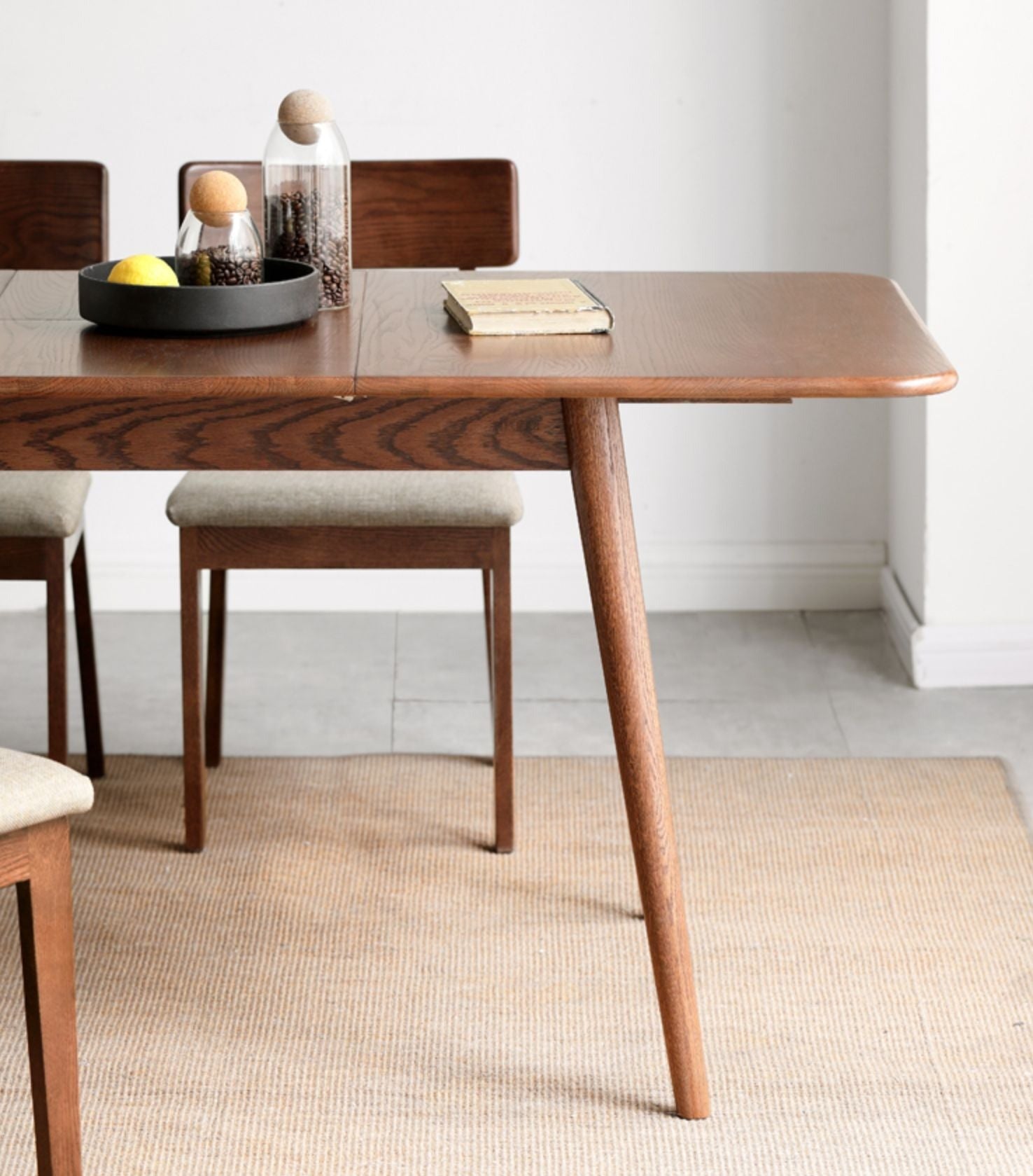 Solid Oak & Black Walnut Extendable Folding Dining Table - Expandable Wooden Table for Small Spaces, Dinner Parties & Family Gatherings