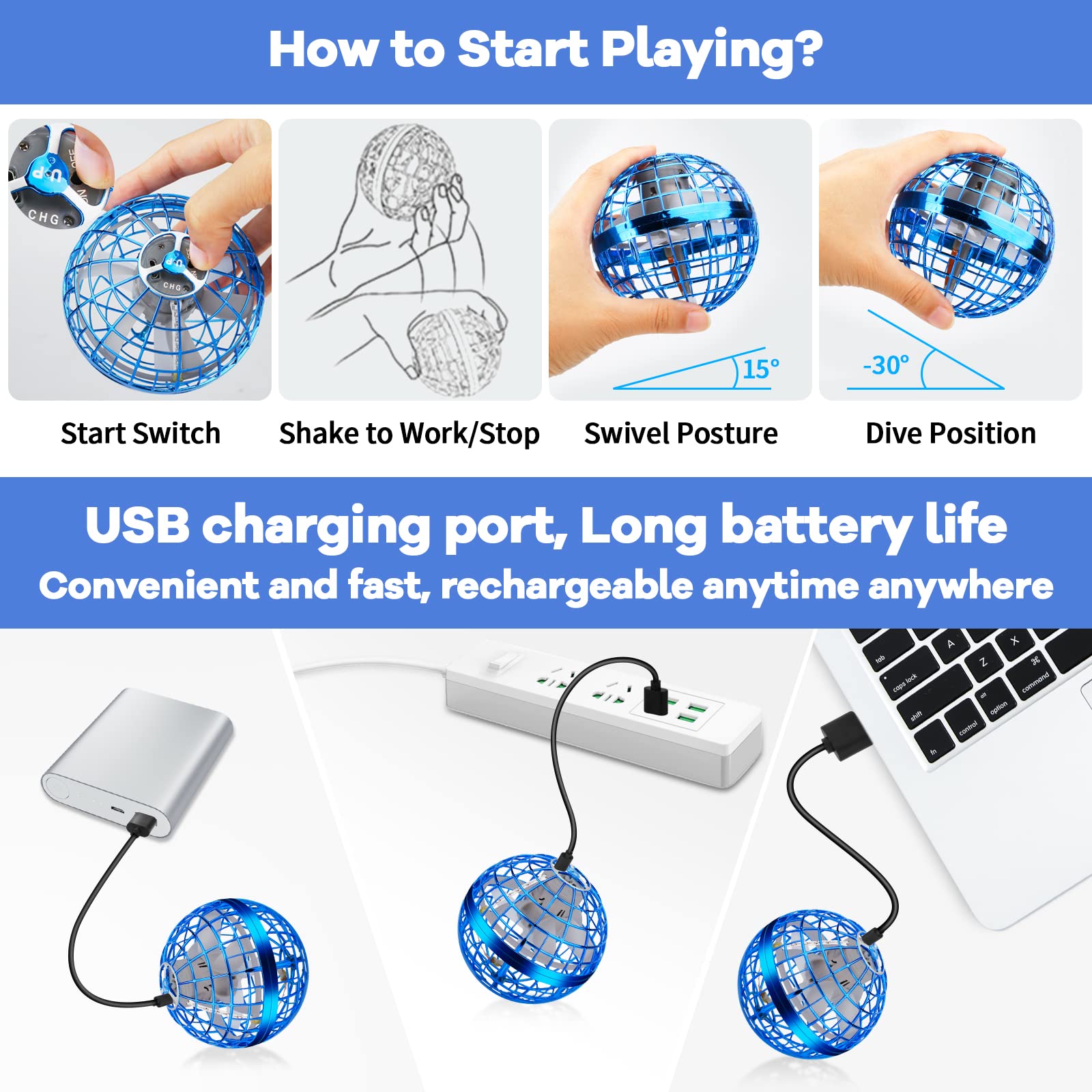 Magic Flying Orb Toy - 360° Rotating Hover Ball for Kids & Adults, LED Dream Lantern, Indoor/Outdoor Flying Toy, Perfect Christmas Gift for Boys Girls (Great for Parties, Backyard Fun & STEM Learning)