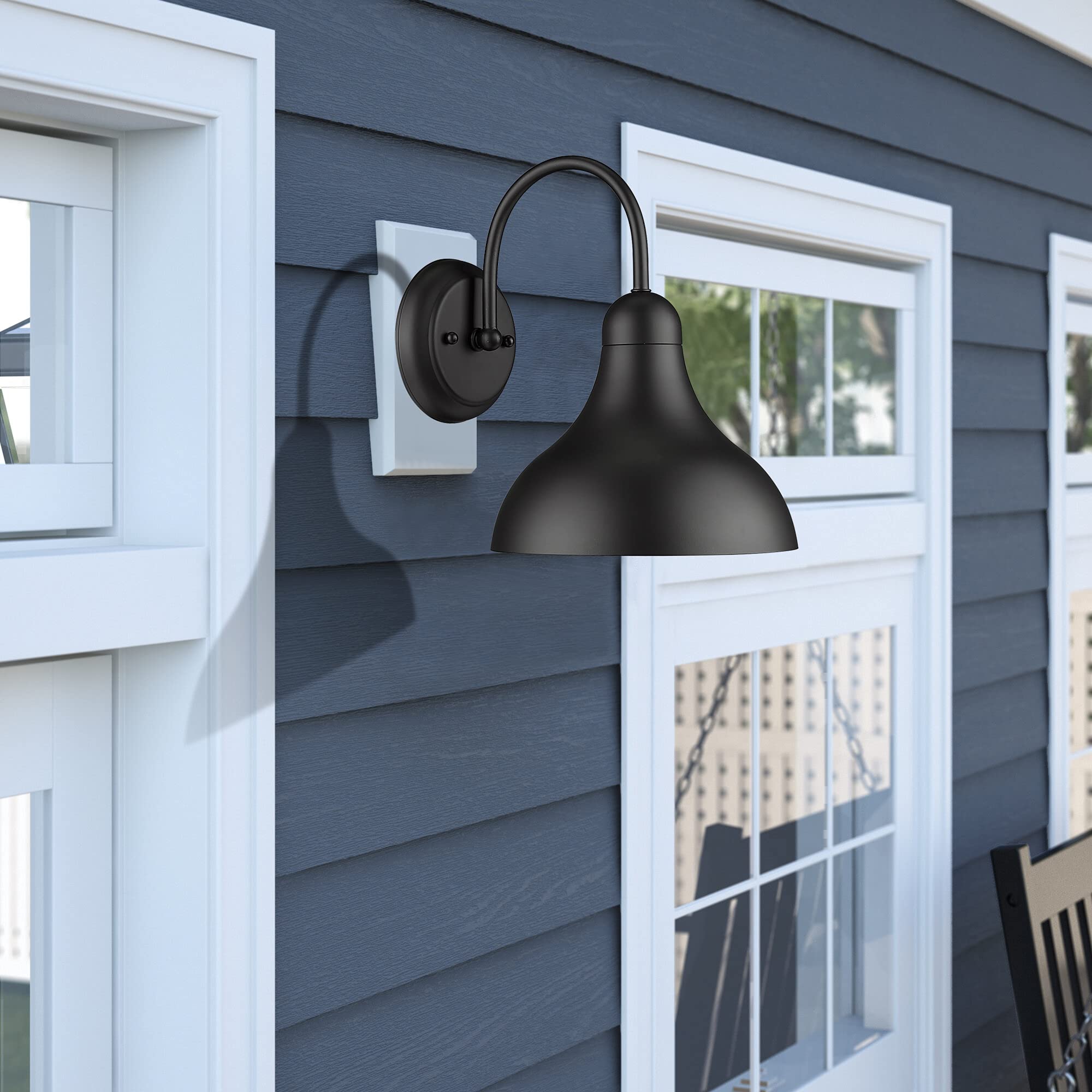 Black Industrial Barn Lights - 4 Pack Outdoor Wall Sconces for Farmhouse & Exterior Lighting (11.79