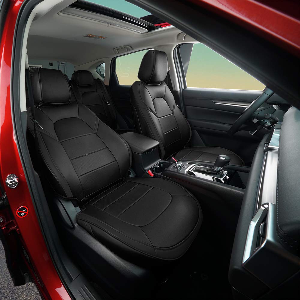 Premium Leatherette Car Seat Covers Full Set - Waterproof 4 Seat Covers, 4 Back Covers & 5 Headrest Covers for Mazda CX-5 (2017-2021 Models) | Perfect for Family Road Trips, Daily Commuting & Car Interior Protection