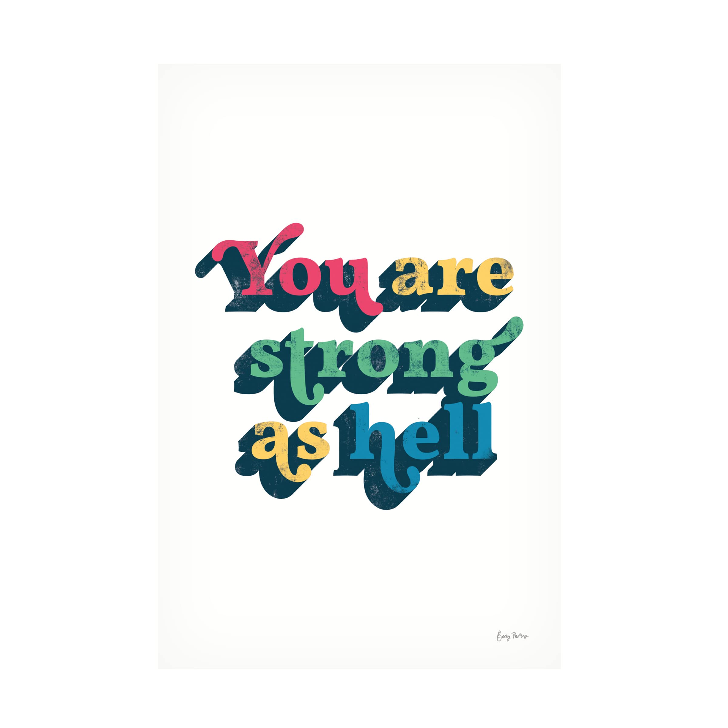 Becky Thorns 'Rainbow You Are Strong Bold' 16x24 Inch Inspirational Canvas Wall Art - Perfect for Home Decor, Office Motivation & Gift Giving