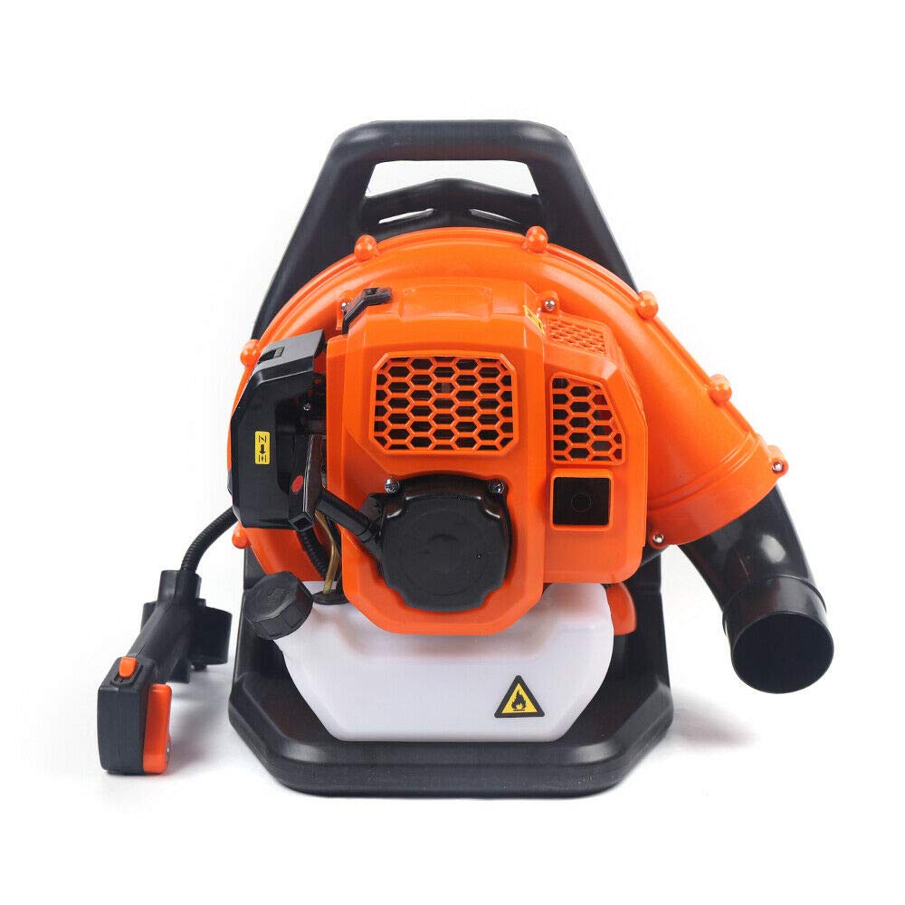 42.7CC 2-Stroke Gas Powered Backpack Leaf Blower - Commercial Grade for Grass, Sand, Gravel & Snow - Lightweight Orange Lawn Blower (USA) - Perfect for Yard Cleanup, Landscaping & Winter Snow Removal