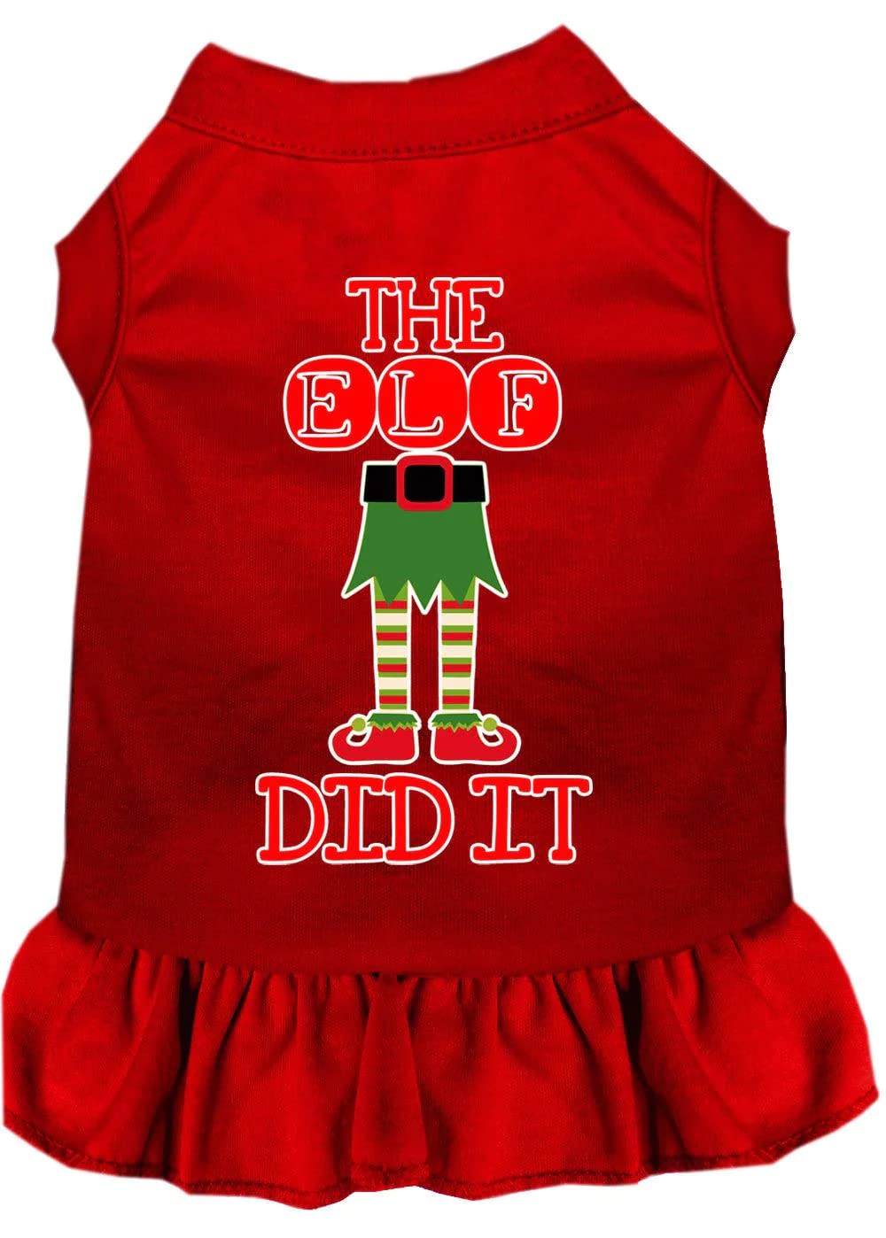 Funny Christmas Pet Dog & Cat Dress - 'The Elf Did It' Screen Printed Bright Pink Costume for Small Pets (10-14 lbs) | Perfect for Holiday Parties & Festive Photos
