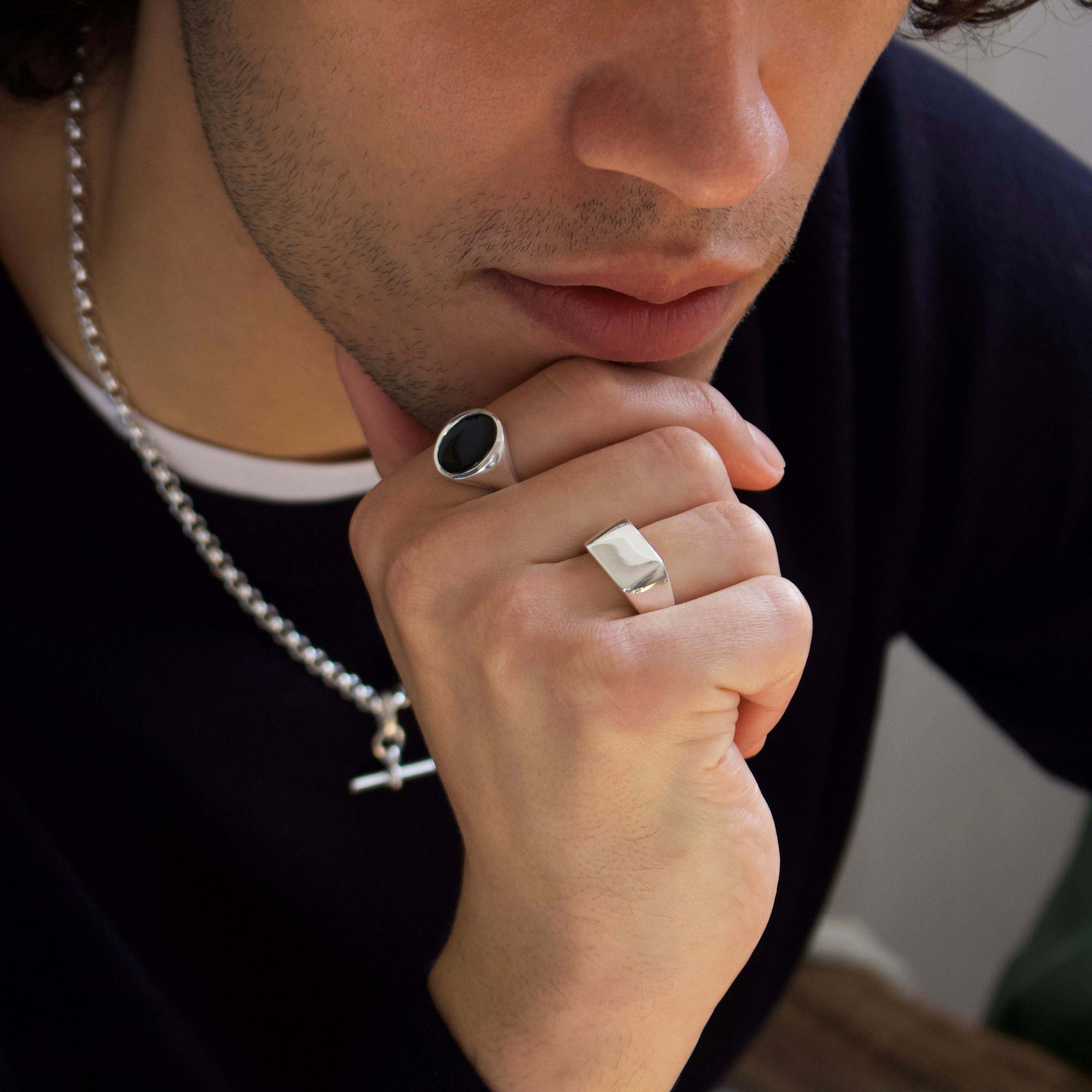 Onyx Oval Signet Ring for Men - Classic & Elegant Jewelry for Everyday Wear, Gifts & Special Occasions