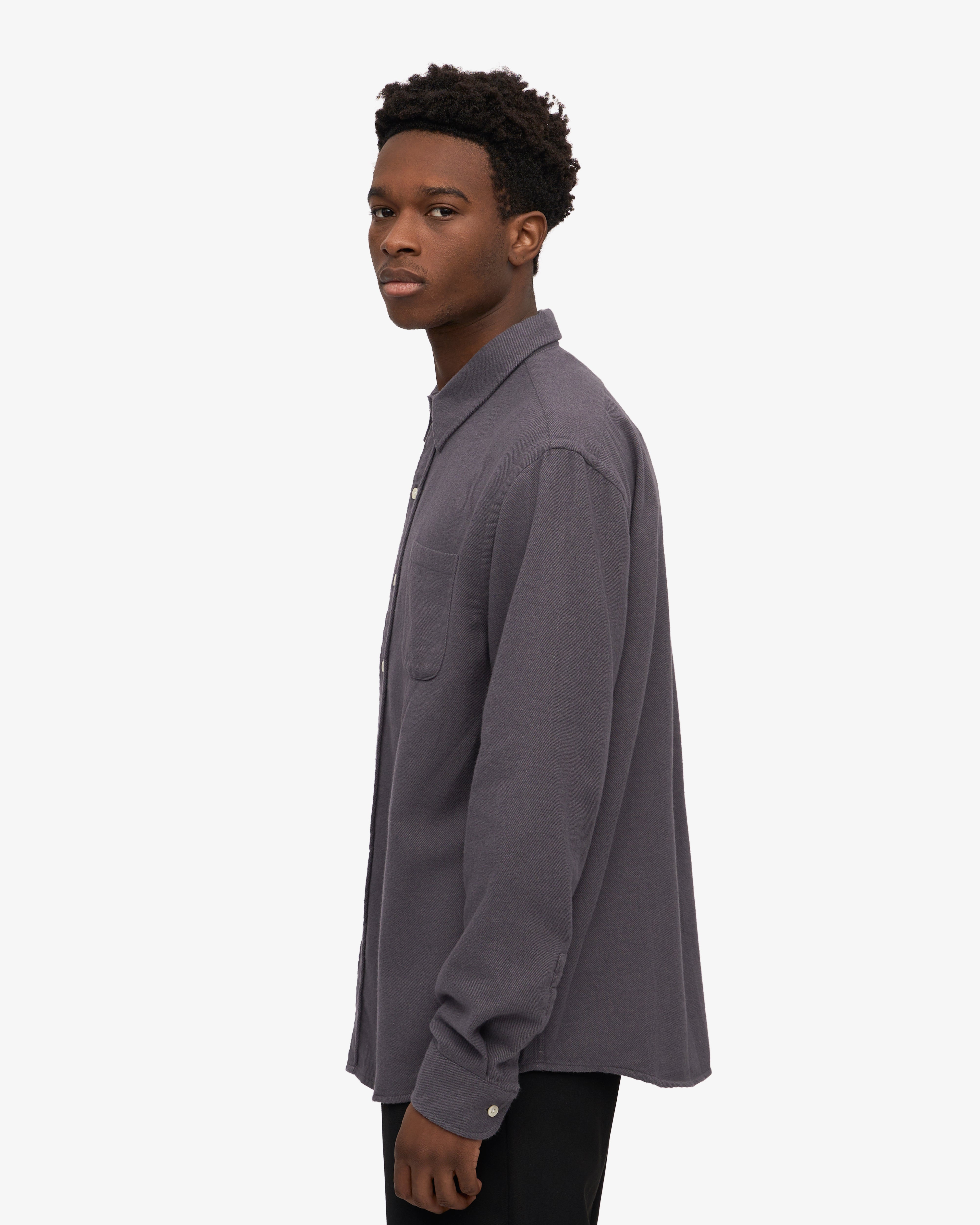 Organic Flannel Shirt for Men - Soft Lava Grey Plaid Button Down Shirt - Casual Winter Wear & Outdoor Activities