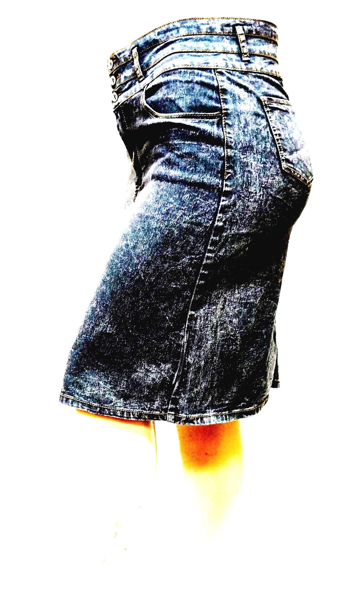 Jack David & Voir Twill Women's Plus Size Stretch Denim Button Front Skirt Jeans - Comfortable & Stylish 1X 2X 3X - Perfect for Casual Outings, Office Wear & Weekend Brunch