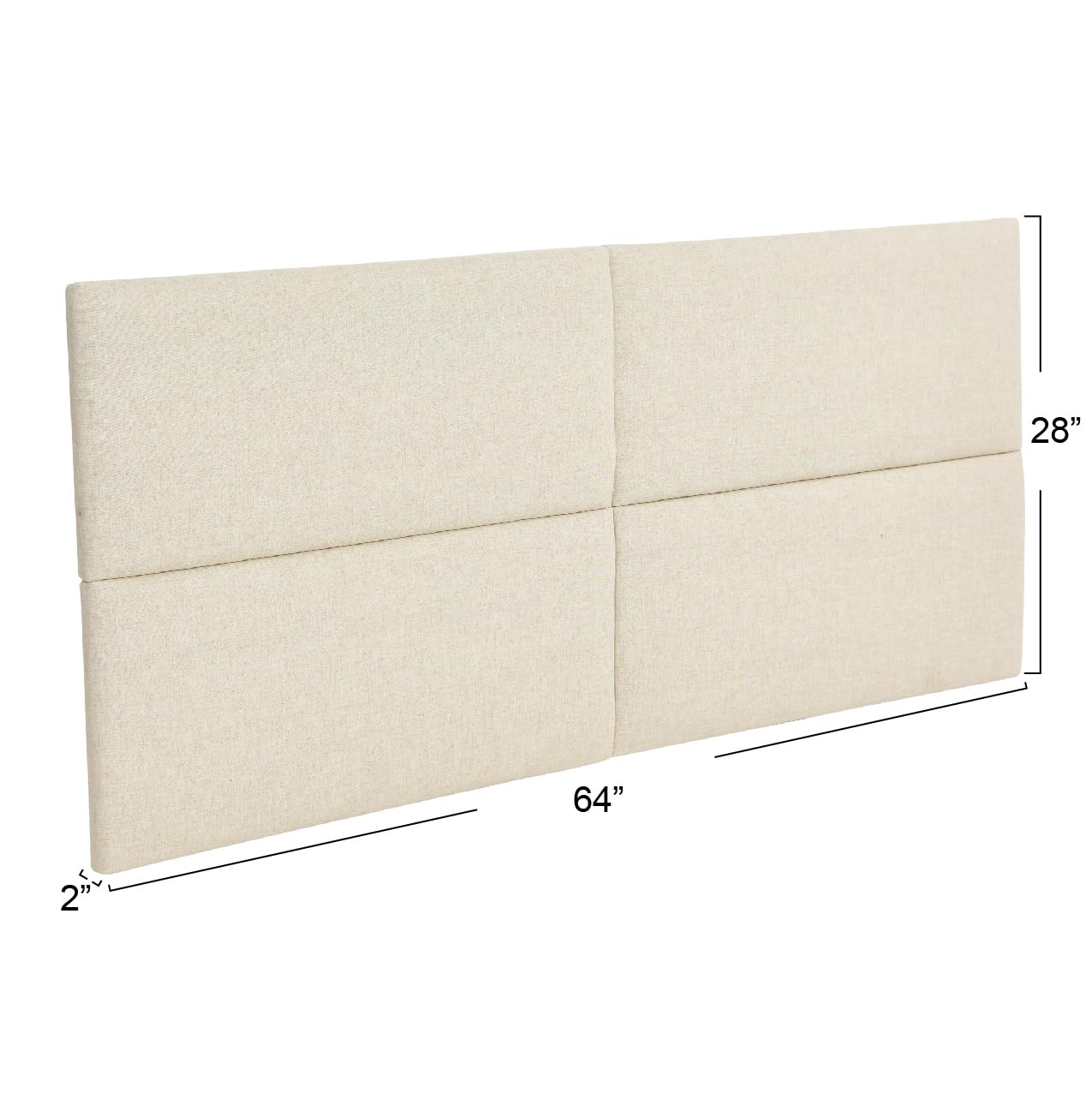 Sound Reducing Four Panel Linen Blend Upholstered Headboard - Noise Dampening Bedroom Decor, Natural Linen Queen Size Headboard for Master Bedroom & Guest Room