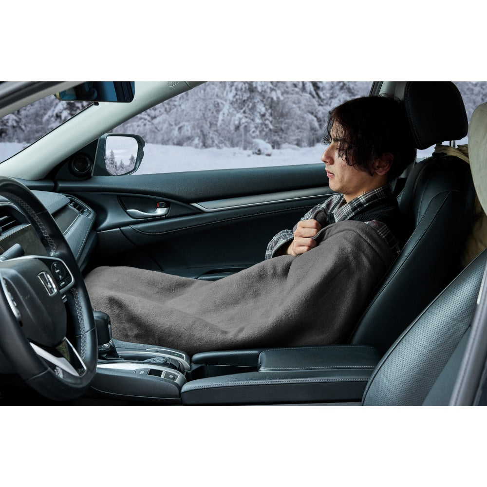 12V Car Electric Heated Blanket - Charcoal Gray - Ultra Soft & Fast Heating for Winter Road Trips & Camping