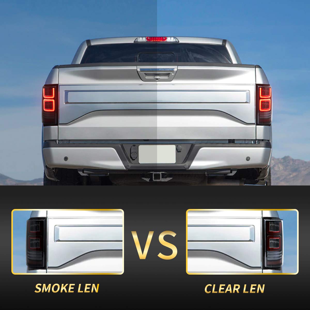 VLAND LED Tail Lights for Ford F150 Pickup 2015-2020 - Red Turn Signals, Direct Replacement for Halogen Factory Lights (Not Compatible with BLIND Model, Factory LED Version & XLT/Lariat) - Upgrade Your Truck's Style & Safety for Night Driving and Off-Road Adventures