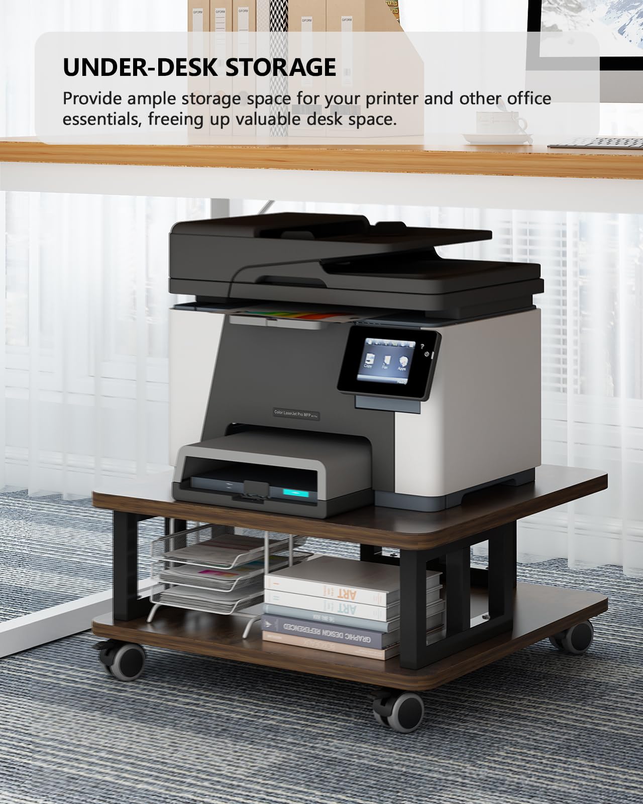 2-Tier Mobile Printer Stand with Wheels - 23.6