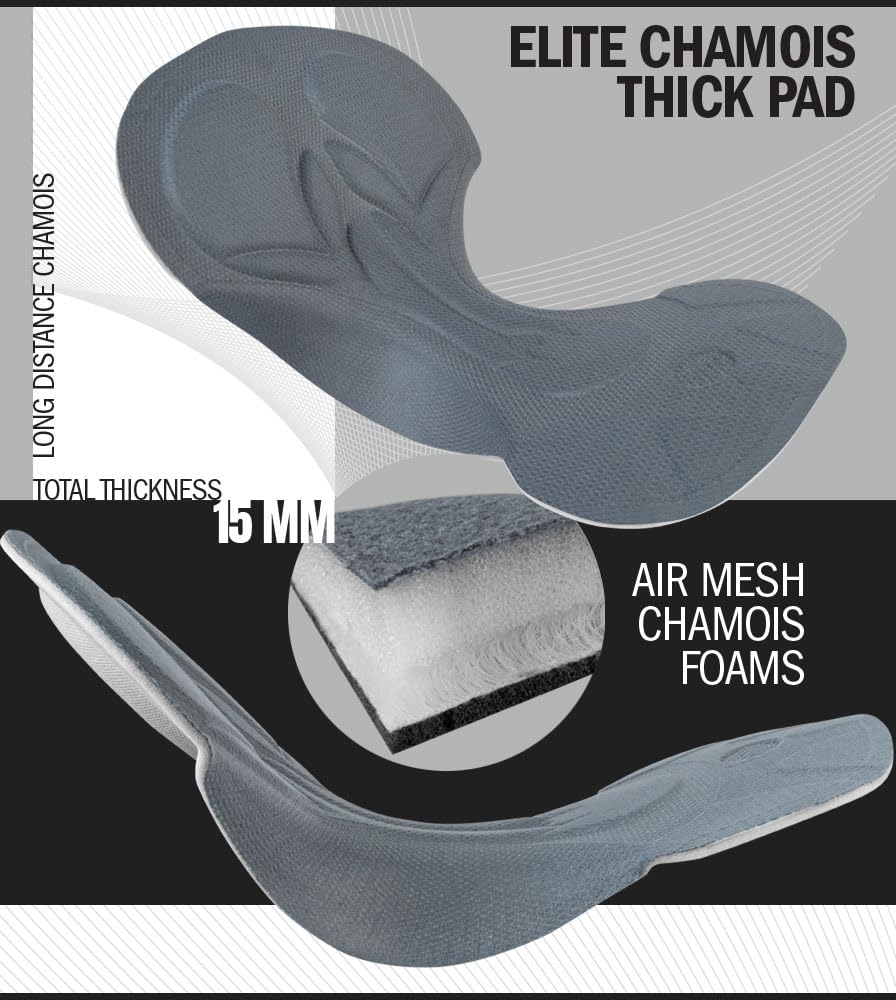 Men's Elite Padded Cycling Shorts - Breathable & Comfortable for Long Distance Biking | High Performance Bike Shorts for Road & Mountain Cycling | Made in USA | Perfect for Training, Racing & Outdoor Adventures