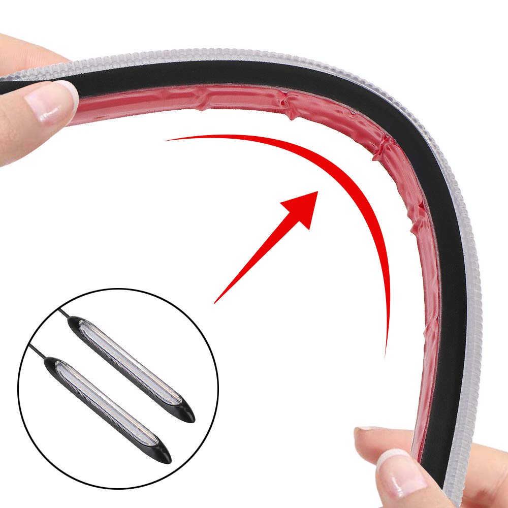 2Pcs Universal LED Car Daytime Running Lights - 10.83 Inch Waterproof Headlight Strip with Sequential White/Yellow Turn Signal - Perfect for Daytime Visibility & Night Driving Safety (Sedan, SUV, Truck)