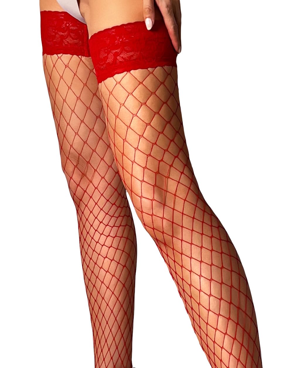 Mila Marutti Sexy Fishnet Thigh High Stockings for Women - Lace Top Fishnet Tights & Lingerie | Perfect for Date Night, Cosplay, and Boudoir Photography