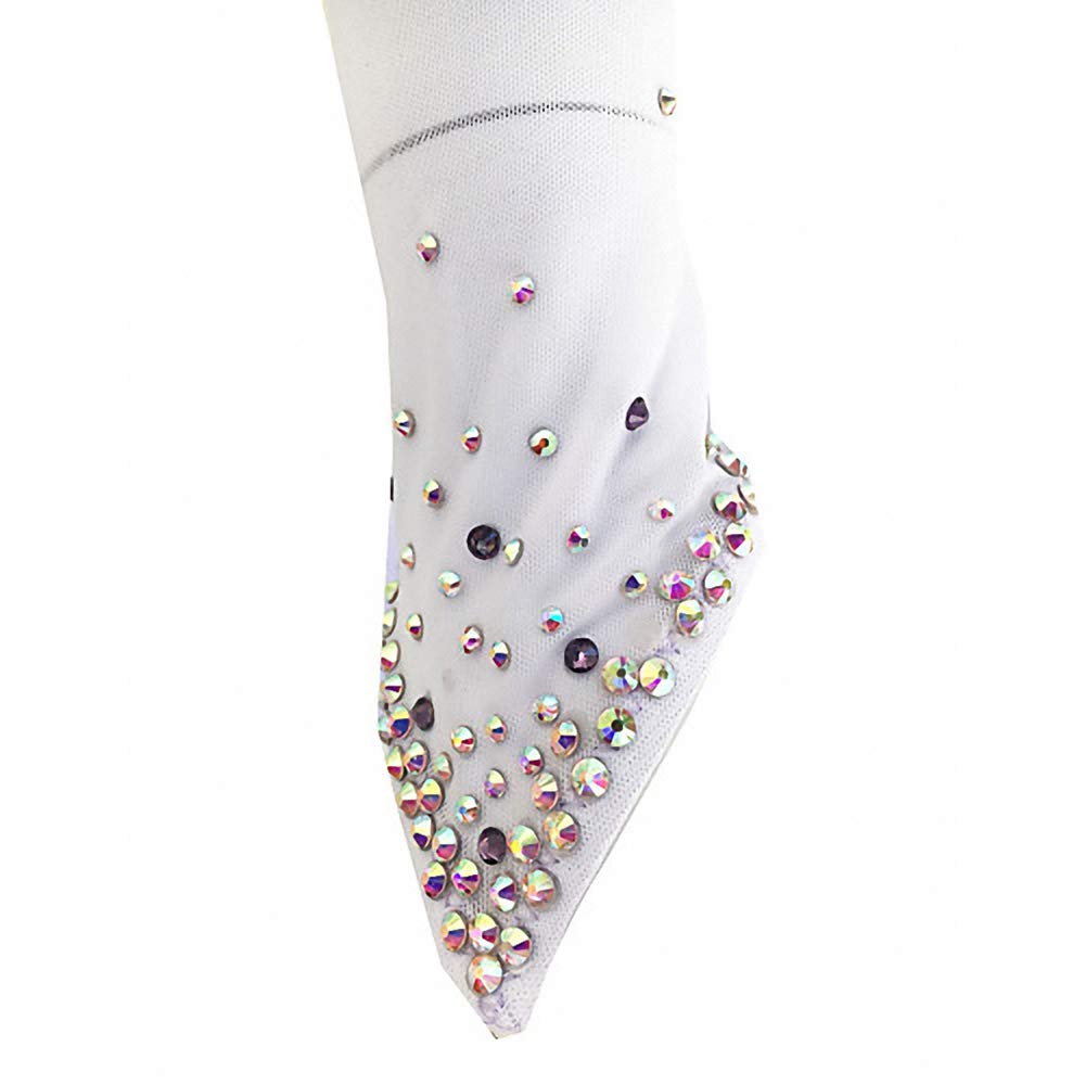 Purple & Yellow Halo Dye Spandex Ice Skating Dress with Handmade Crystals - Long Sleeve Figure Skating Costume for Competitions & Performances