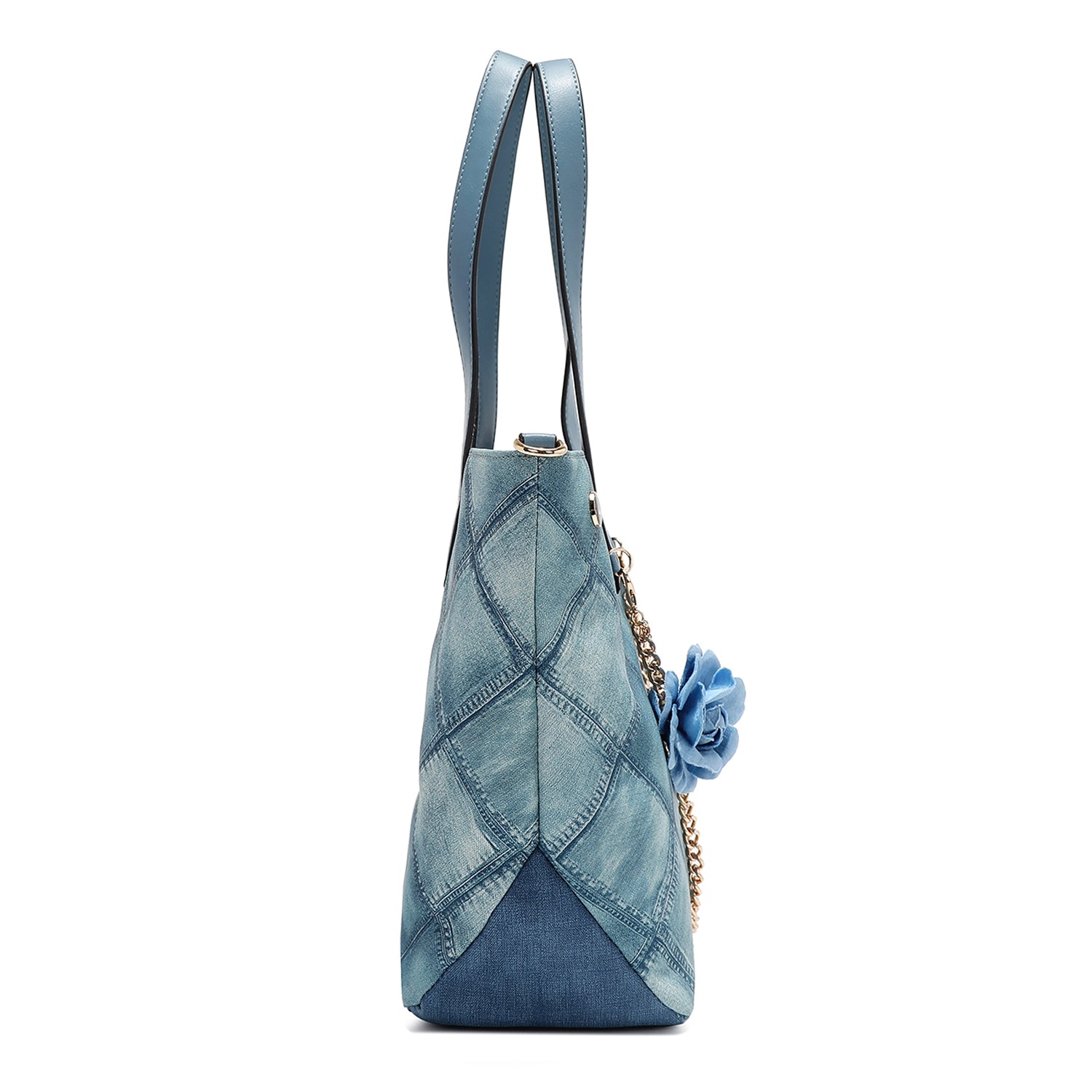 Blue Flower Tote Bag - Stylish & Durable Cotton Canvas Tote for Women - Perfect for Shopping, Beach, Work & Everyday Use
