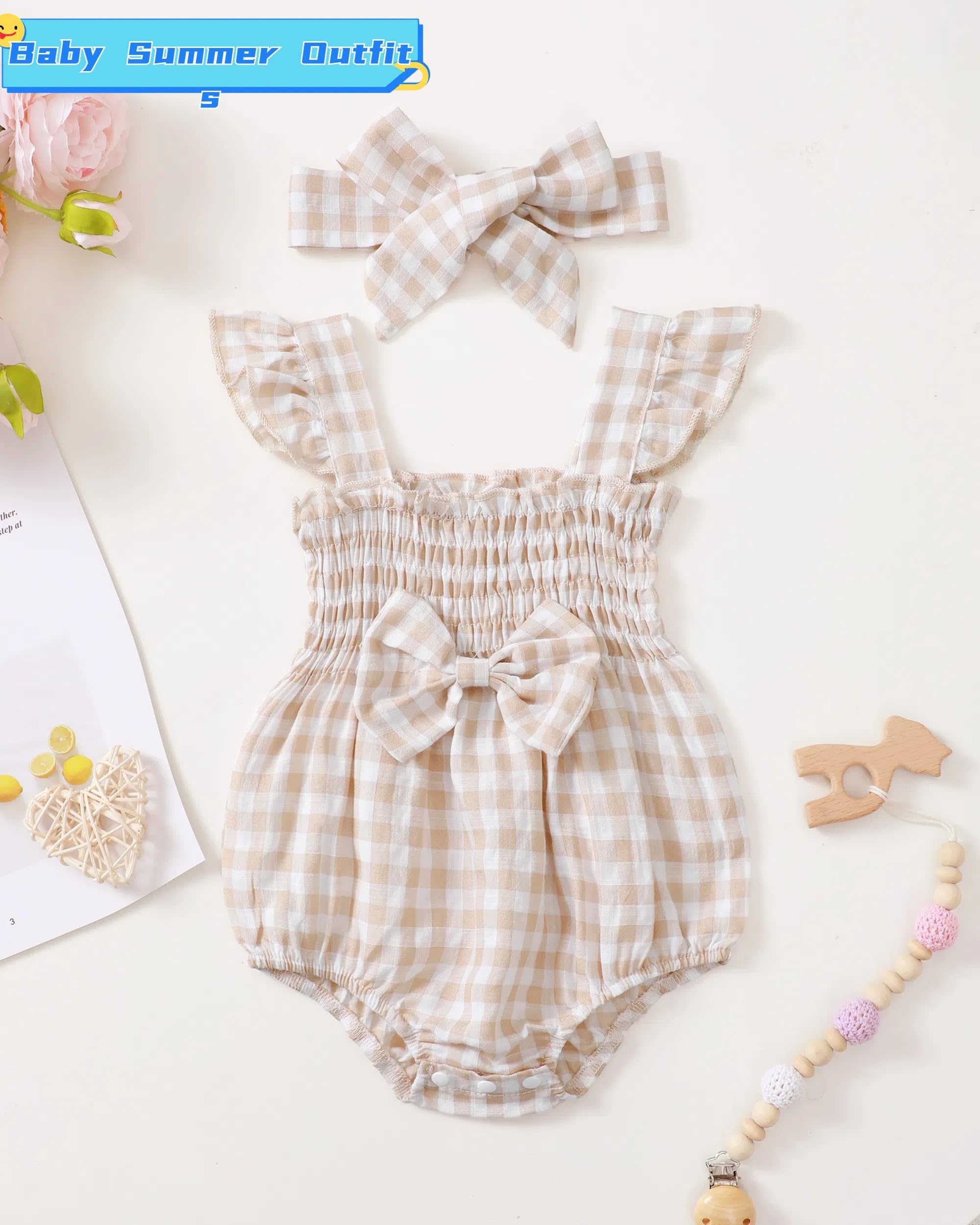 Renotemy Newborn Baby Girl Clothes - Soft Summer Romper Jumpsuits with Short Sleeves | Cute Infant Outfits for Playtime & Photo Shoots
