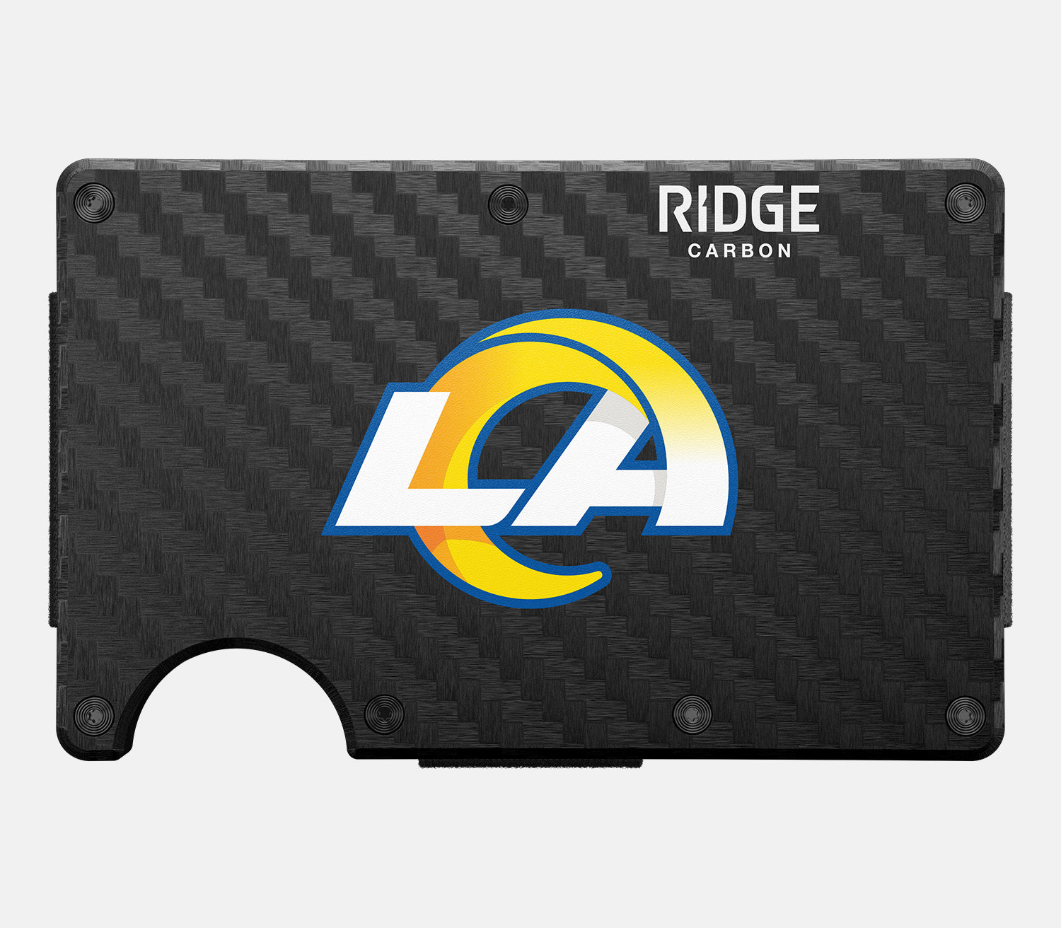 Ridge Wallet Los Angeles Rams Carbon Fiber 3K Slim Minimalist RFID Blocking Wallet - Perfect for Everyday Carry, Travel & Sports Fans