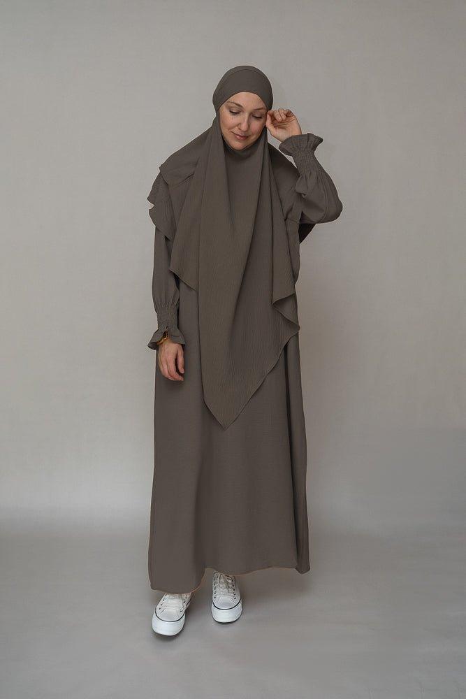 Dark Gray Umrah Abaya Dress - Non-Wrinkling Prayer Gown for Women | Perfect for Hajj, Islamic Prayer & Modest Fashion