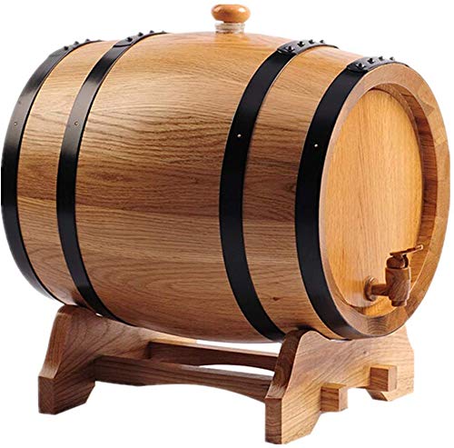 JLDN 5L Oak Wine Barrel Dispenser with Tap Stand - Natural Wood Aging Barrel for Whiskey, Bourbon & Tequila - Perfect for Home Brewing, Bar Decor & Spirit Maturation