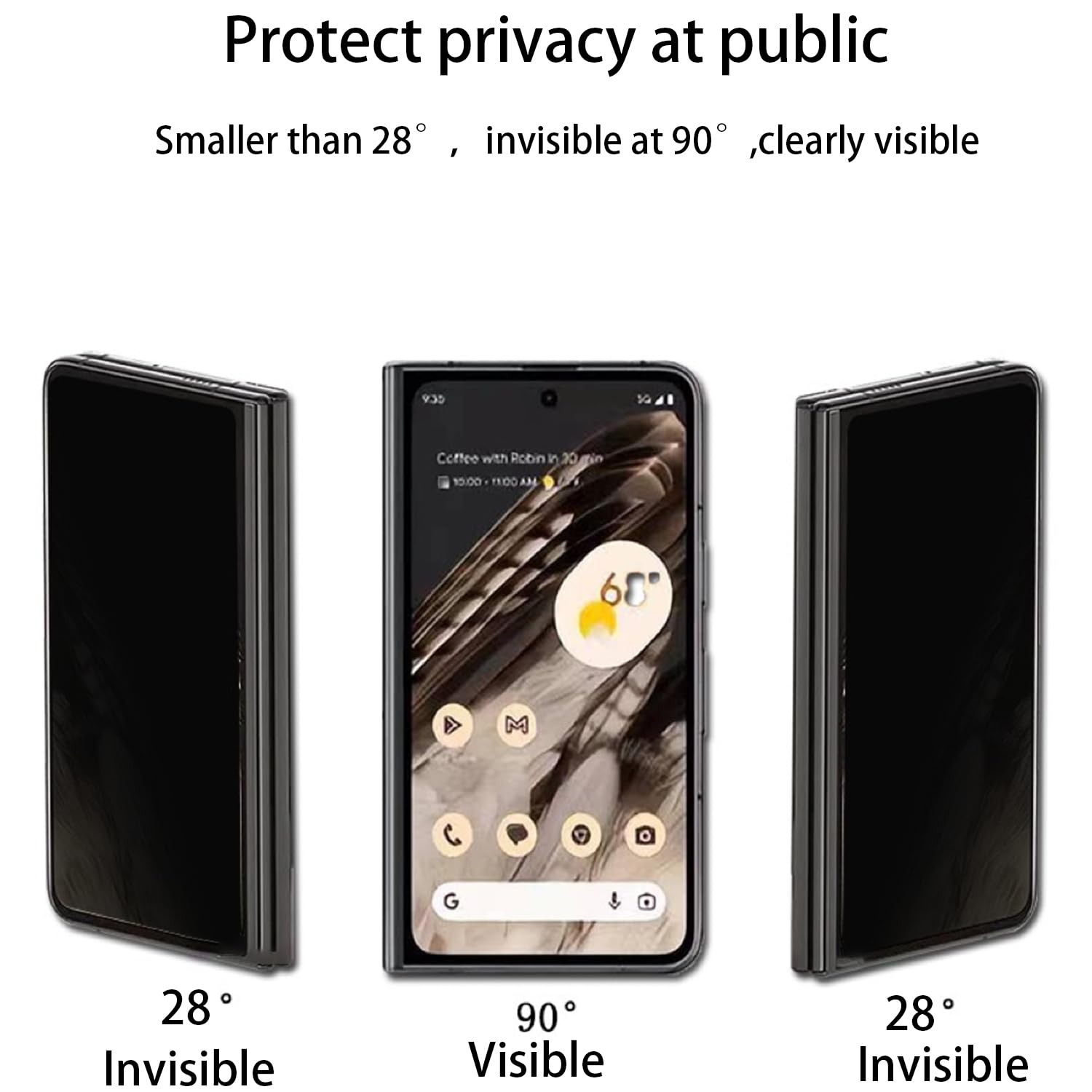 2 Pack Privacy Screen Protector for Google Pixel Fold - Matte Anti-Spy Film, Anti-Glare & Anti-Peeping Protection for Outdoor Use | Perfect for Work, Travel & Public Spaces
