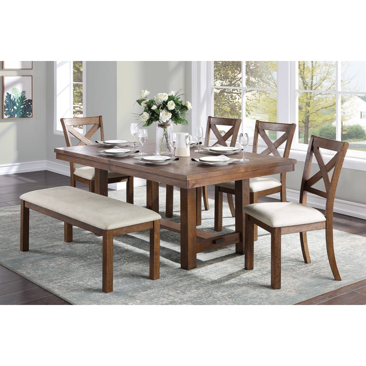 Bonner Collection Bench - Modern Wooden Entryway Bench with Storage, Perfect for Hallway, Living Room, or Bedroom Decor