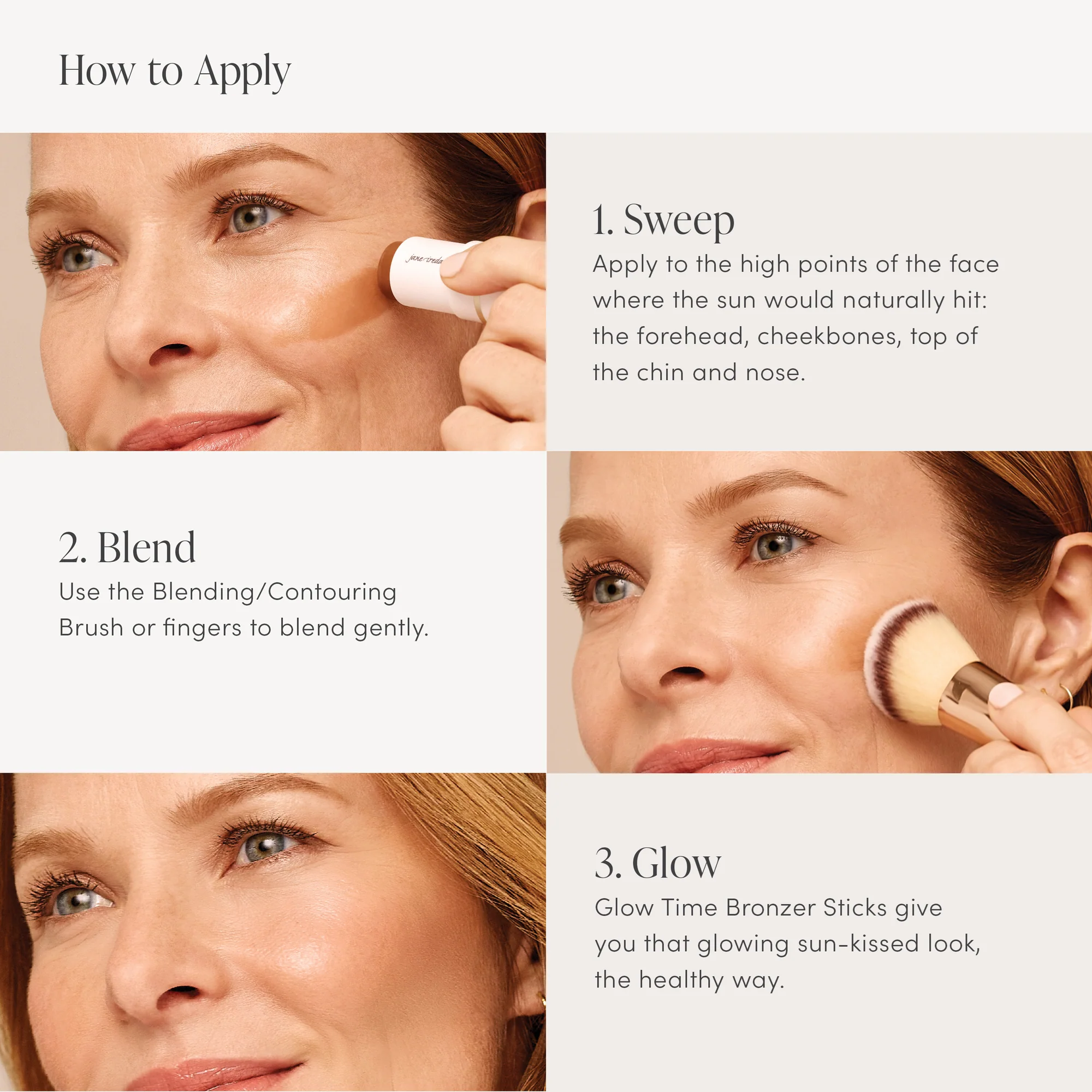 Jane Iredale Glow Time Bronzer Stick - Natural Sun-Kissed Look, Vegan & Cruelty-Free - Perfect for Contouring, Highlighting & Everyday Glow (Makeup, Travel, On-the-Go)