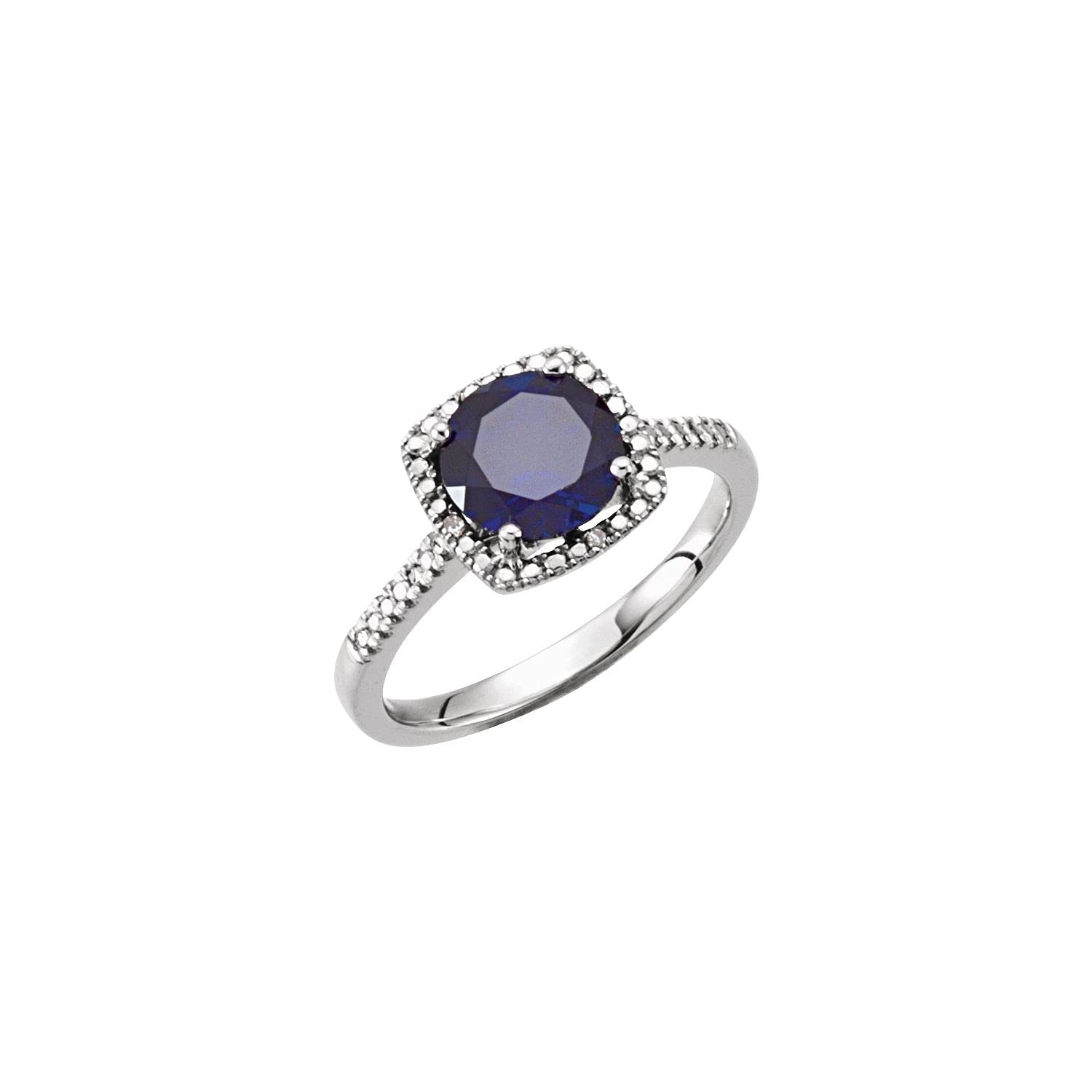 Diamond2Deal 925 Sterling Silver Blue Sapphire & Diamond Engagement Ring for Women - Size 6 | Perfect for Proposals, Anniversaries & Wedding Bands