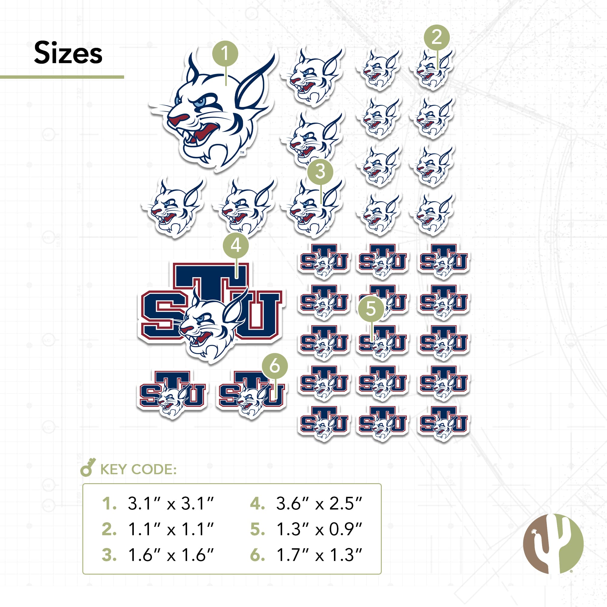 Desert Cactus St. Thomas University Bobcats Vinyl Decals - Waterproof Laptop Stickers, Car Window Decals, Water Bottle & Scrapbook Decor - Perfect for School Spirit, College Dorm Room, and Fan Gear