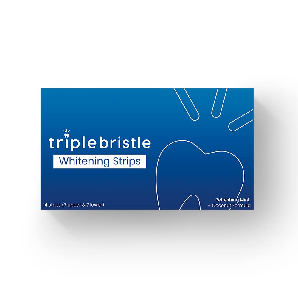 Triple Bristle Replacement Brush Heads 2 Pack (Pink) & Teeth Whitening Strips - 3 Head Design for Sonic Toothbrush | Deep Cleaning & Stain Removal for Brighter Smile | Home & Travel Dental Care