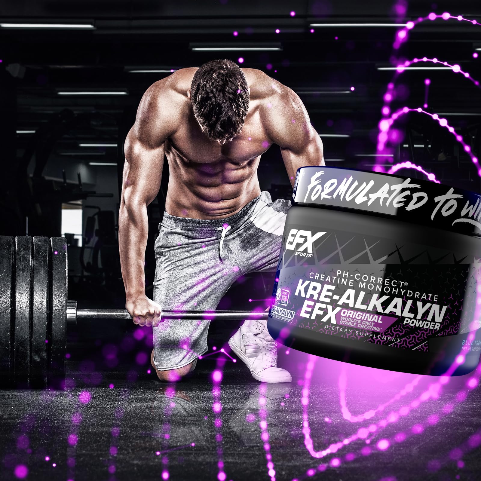 EFX Sports Kre-Alkalyn EFX Creatine Monohydrate Powder Supplement - pH Balanced for Strength, Muscle Growth & Performance - 55 Servings Blue Frost - Pre-Workout & Post-Training Recovery Boost