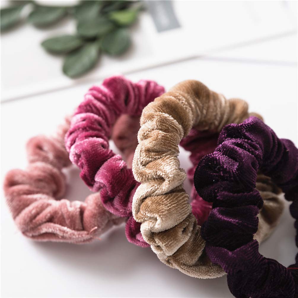 Belicia 10 Pcs Velvet Scrunchies Hair Ties - Soft Elastic Flannelette Hair Bands for Women, No-Slip Scrunchy Hair Ropes - Perfect for Workouts, Yoga, Office & Everyday Styling