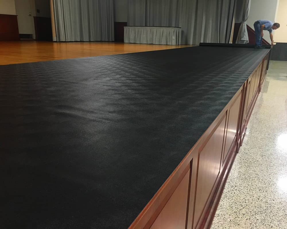 Non-Slip Oil Resistant Rubber Floor Mat - 3' x 12' Black Runner with Grip Texture (3/32
