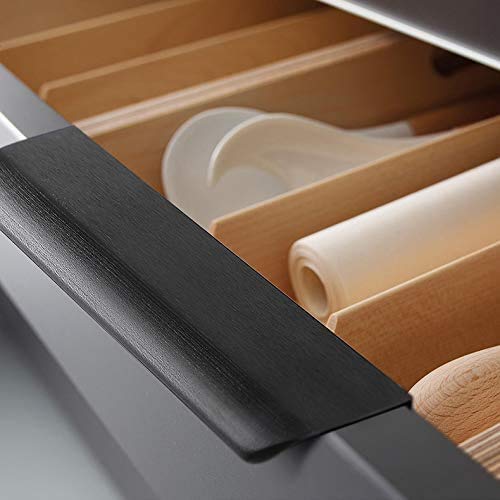 Homdiy 5 Inch Black Cabinet Pulls - 10 Pack Modern Edge Drawer Handles HD7027BK for Kitchen Cabinets, Bathroom Vanities, Dressers & Furniture - Durable Concealed Hardware for Easy Installation & Stylish Upgrade