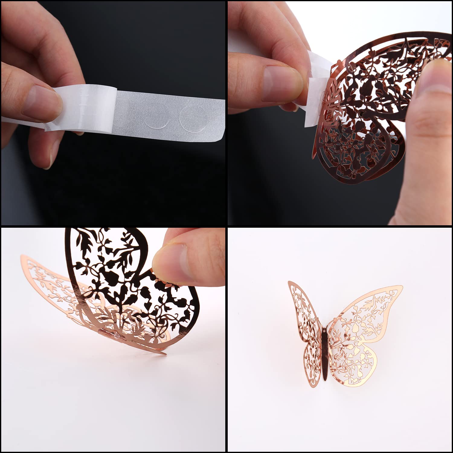 72pcs 3D Butterfly Wall Stickers - Rose Gold Self-Adhesive Decals for Bedroom, Wedding & Party Decor (3 Sizes) - Perfect for Girls Room, Nursery, Baby Shower & Home Decoration