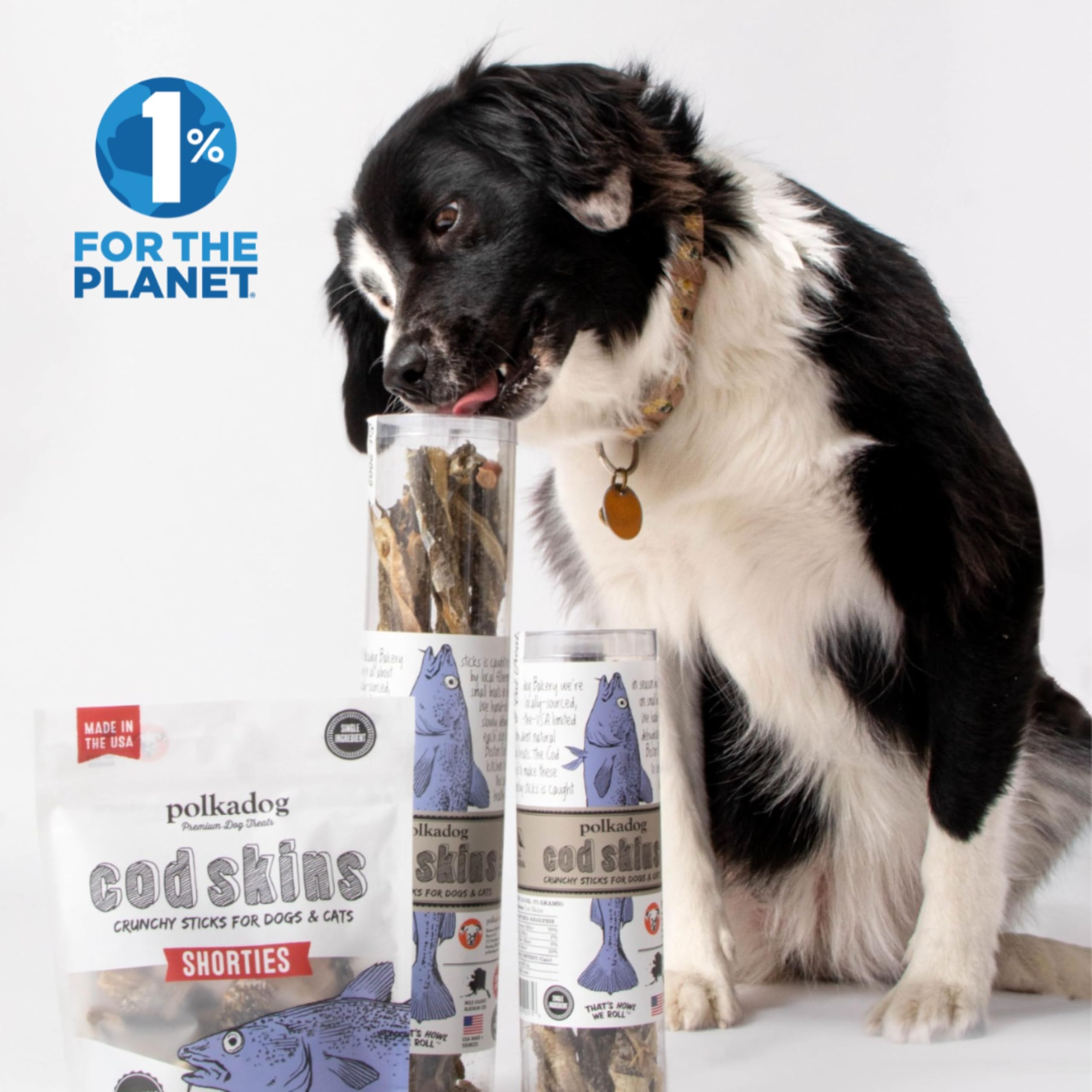 Polkadog Cod Skins Dog Treats - Single-Ingredient, Grain-Free & Gluten-Free Crunchy Fish Skin Chews for Dogs - Lean Protein Dental Treat for All Breeds - Made in USA, 2lb Bag - Perfect for Training Rewards, Teeth Cleaning & Healthy Snacking