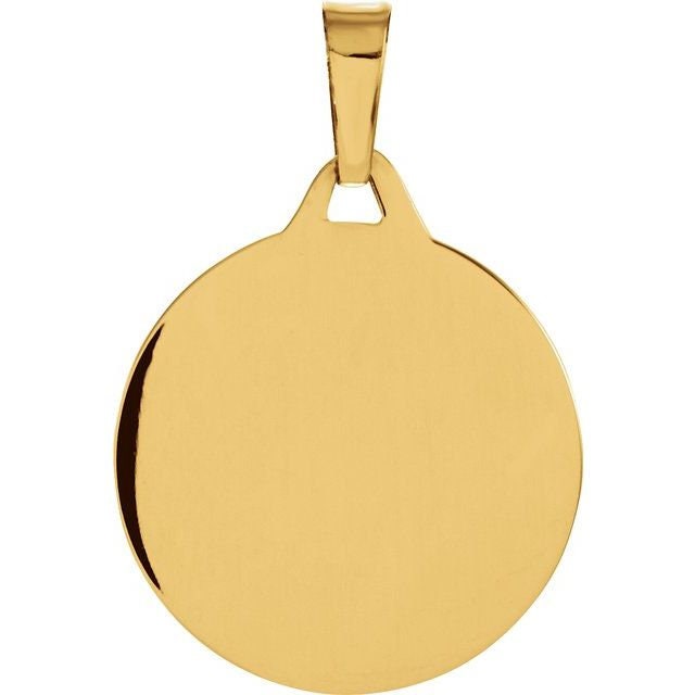 14K Yellow Gold 15mm Round Mazel Good Luck Charm Pendant - Solid Gold Jewelry for Good Fortune & Protection - Perfect for Gifts, Daily Wear & Special Occasions