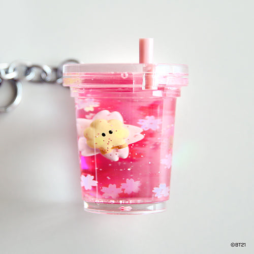BT21 Water Keyring Cherry Blossom Shooky - Cute Cartoon Character Keychain for Bags, Backpacks & Gifts - Perfect for K-Pop Fans, Anime Lovers & BT21 Collectors