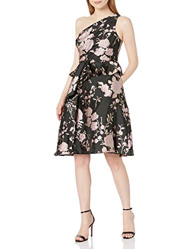 Adrianna Papell Women's Elegant One Shoulder Jacquard Cocktail Dress for Parties, Weddings & Special Occasions